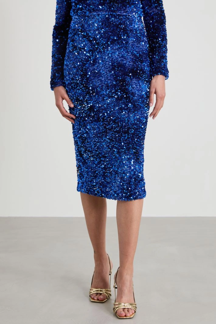 Chenille and sequin skirt - BLUE