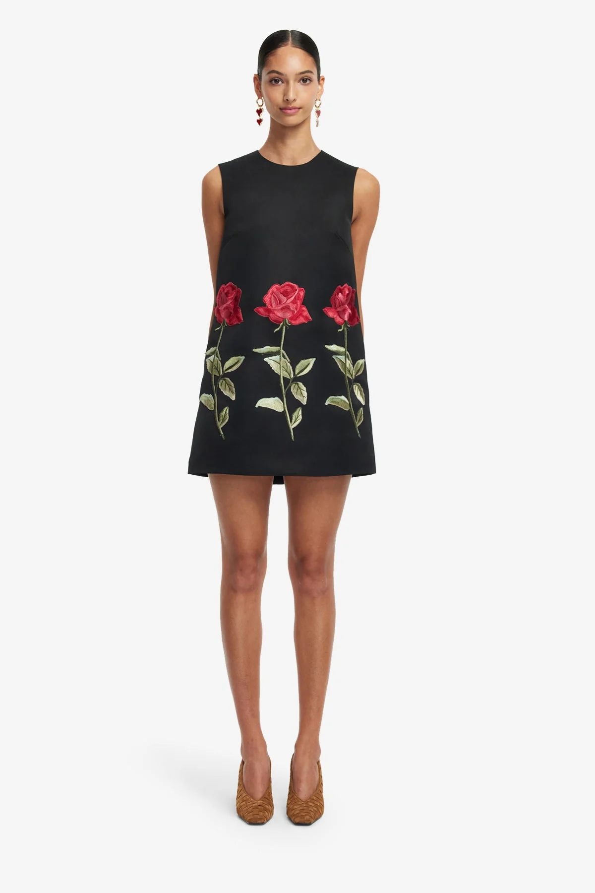 Yvonne Embroidered Mini Dress - Ebony