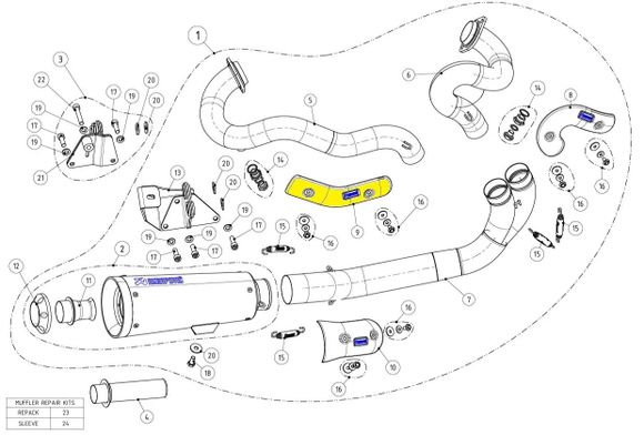 Protection échappement Akrapovic Visière Pièce rechangeRef : SA00598A / 18602064