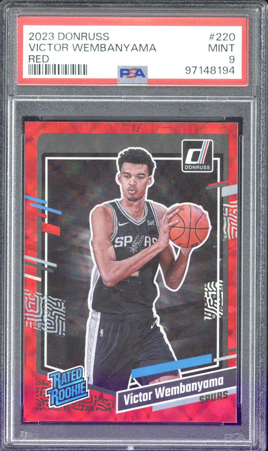 2023 Panini Donruss Victor Wembanyama Red Rated Rookie #220 PSA 9