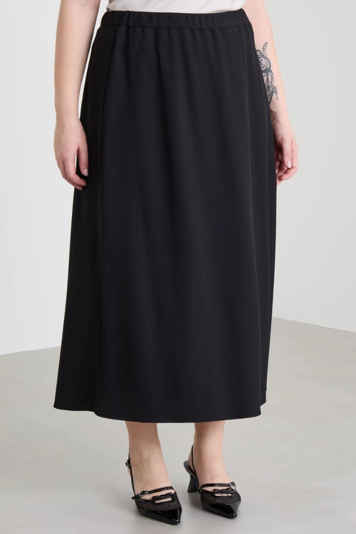 Wool satin skirt - BLACK