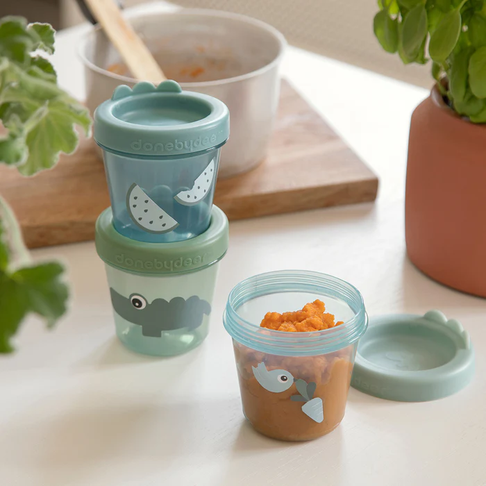 Baby food container 3-pack - Croco - Green