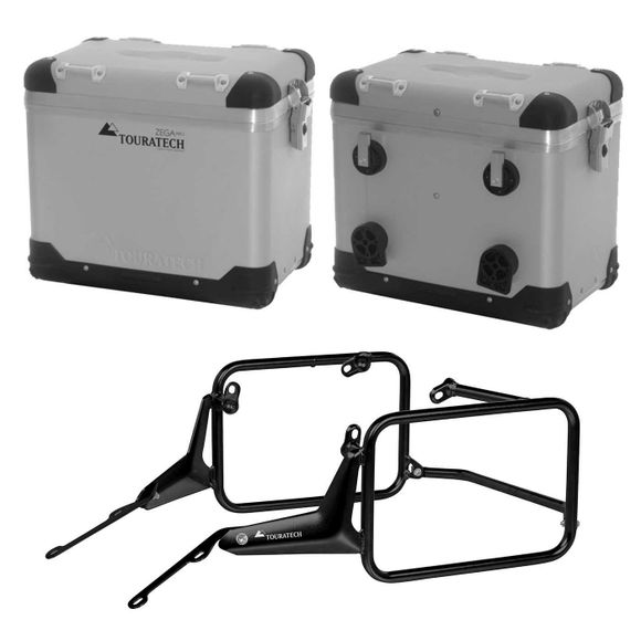 Touratech suitcase Complete kit ZEGA Pro 45/45 - Black support included - Gray anodizedBMW 1300 R 1300 GS - 2023 - 2026Ref: Trt01270A / 01-035-5771-0