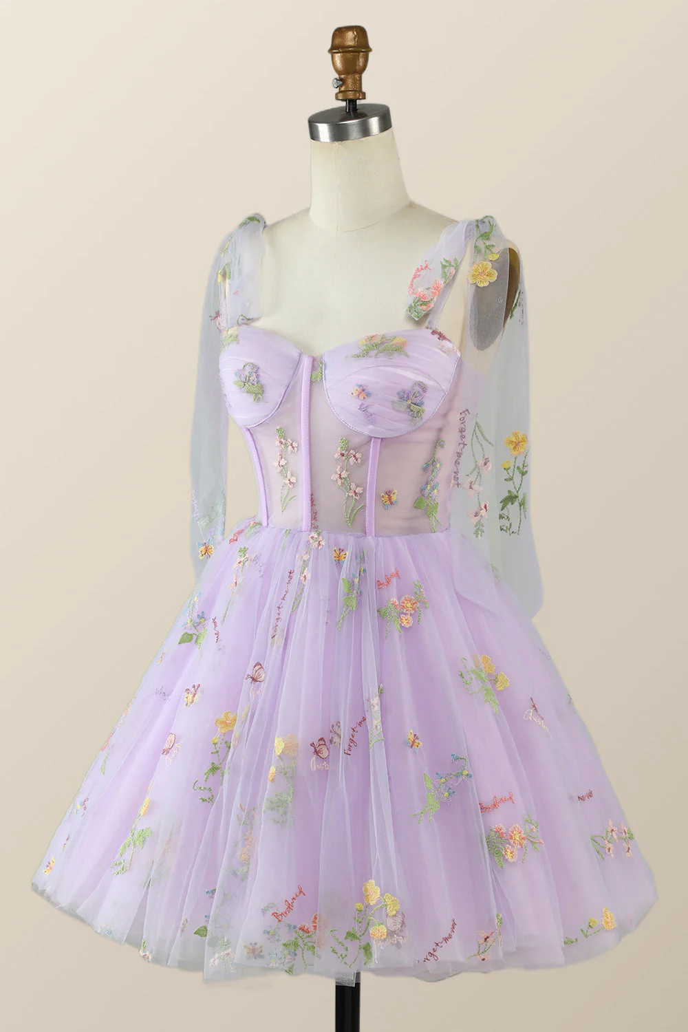 Lavender Floral Corset A-line Princess Dress
