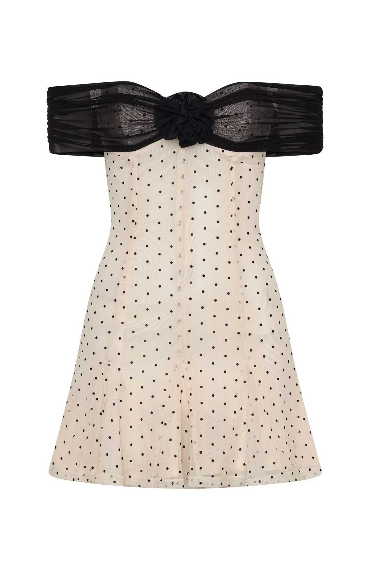 Bliss Mode Mini Dress Cream/Black Polka Dot