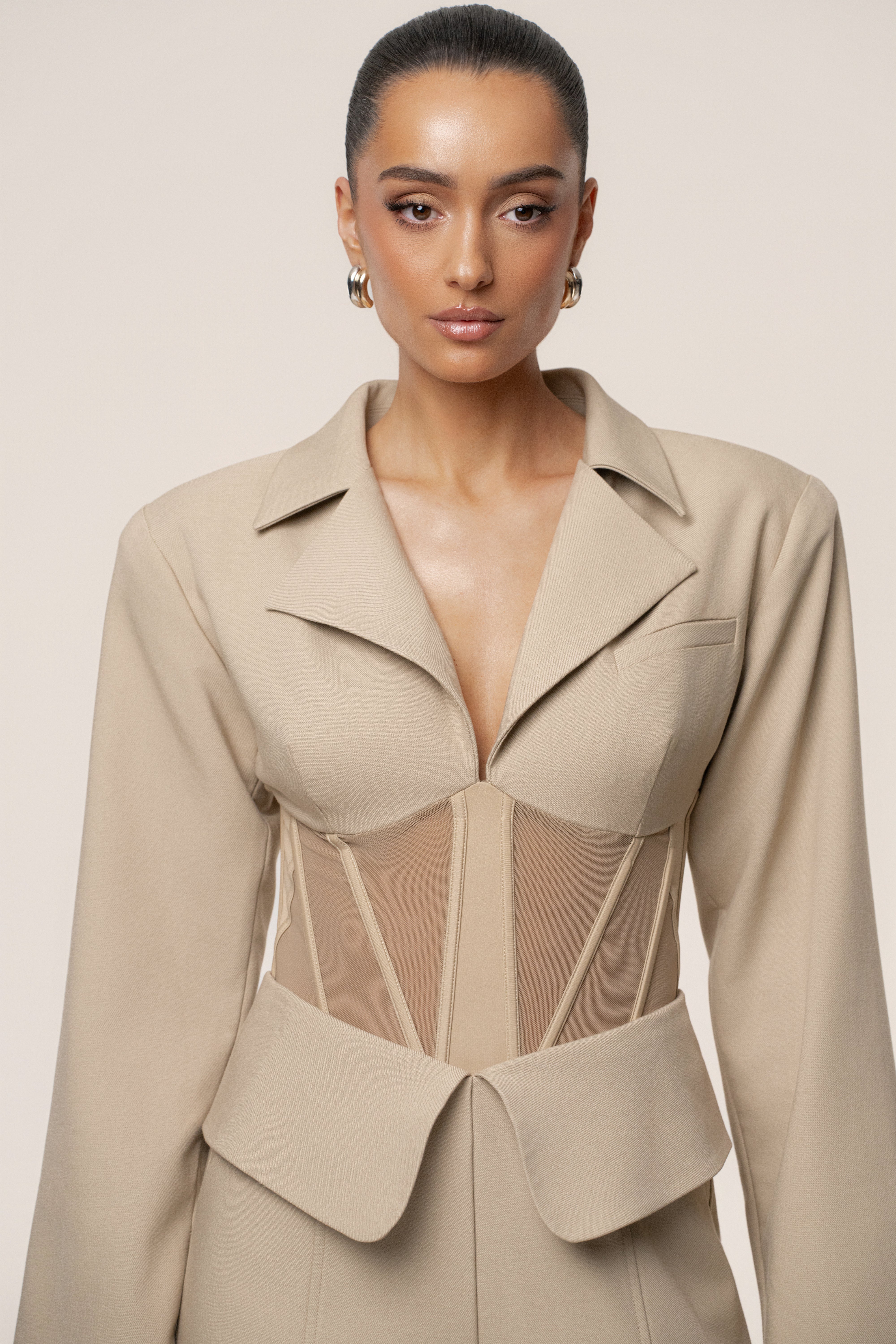 Stone Downtown Blazer Bodysuit