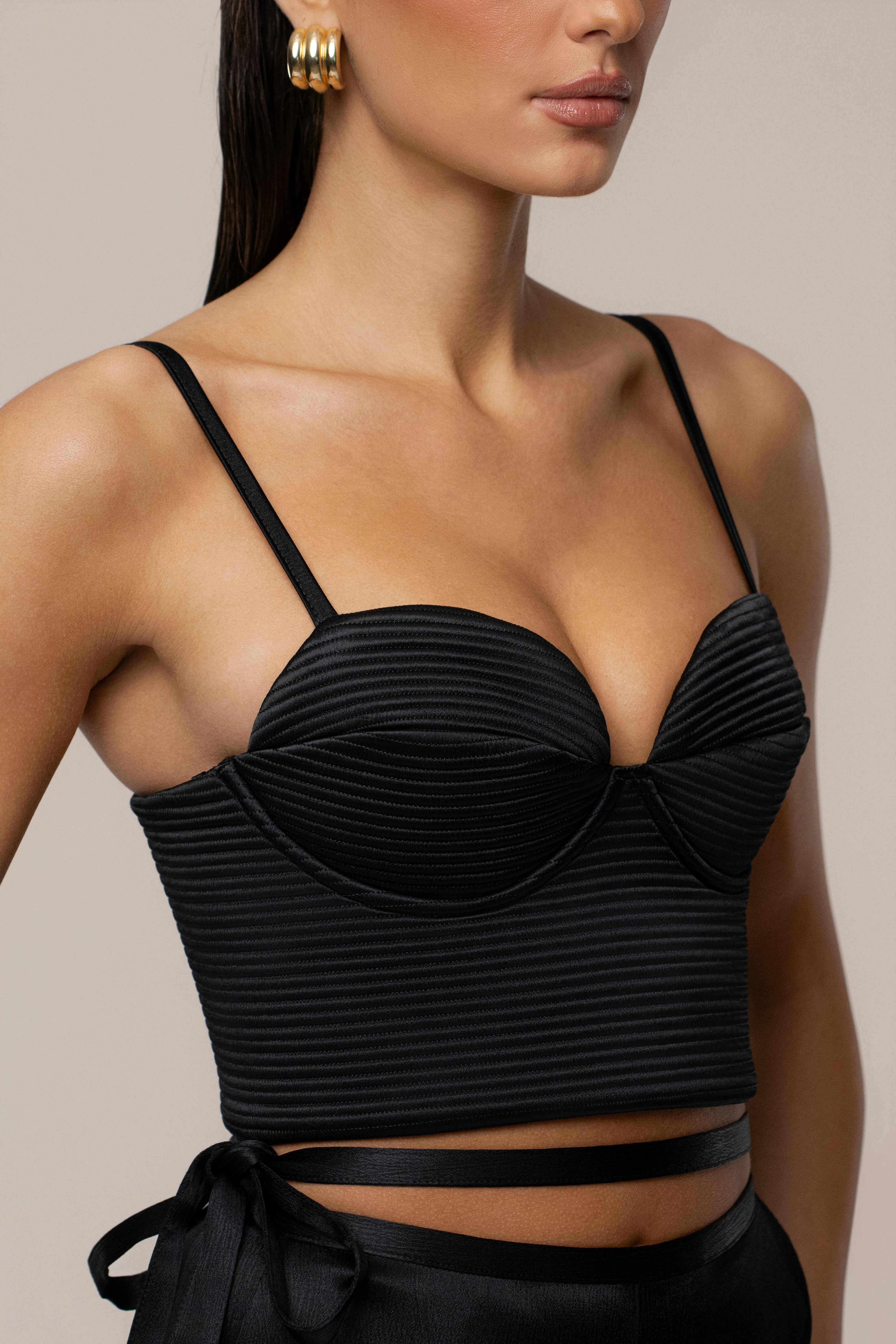 Black Thalia Textured Bustier