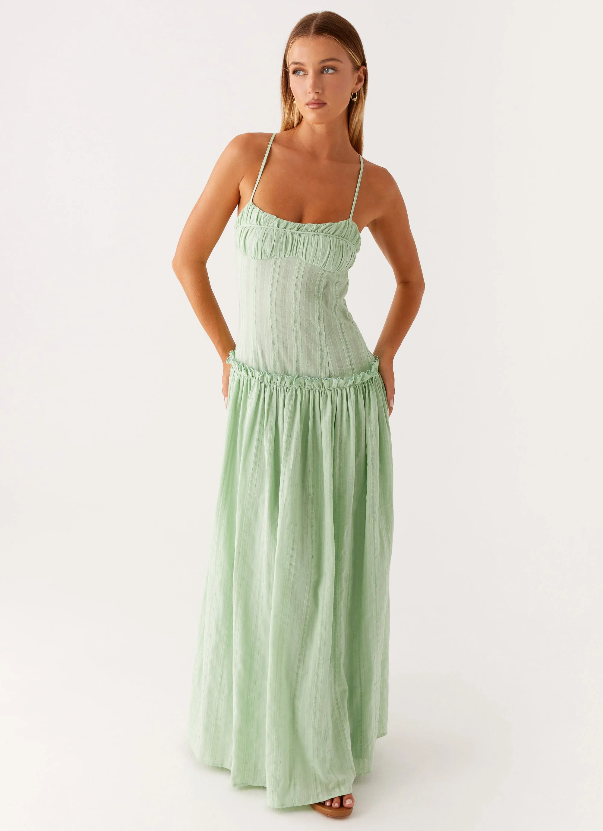 Jacinda Drop Waist Maxi Dress - Sage