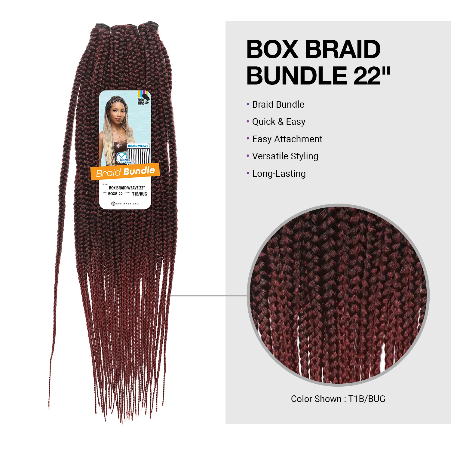 Eve Hair Weave Box Braid Bundle 22