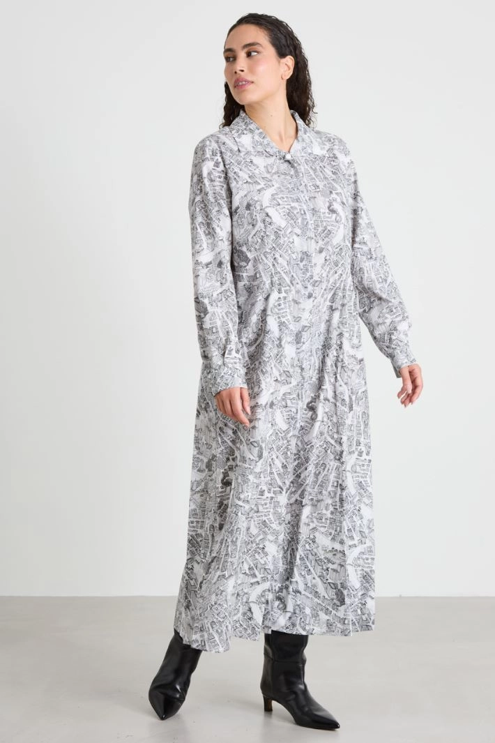 Long poplin dress - WHITE