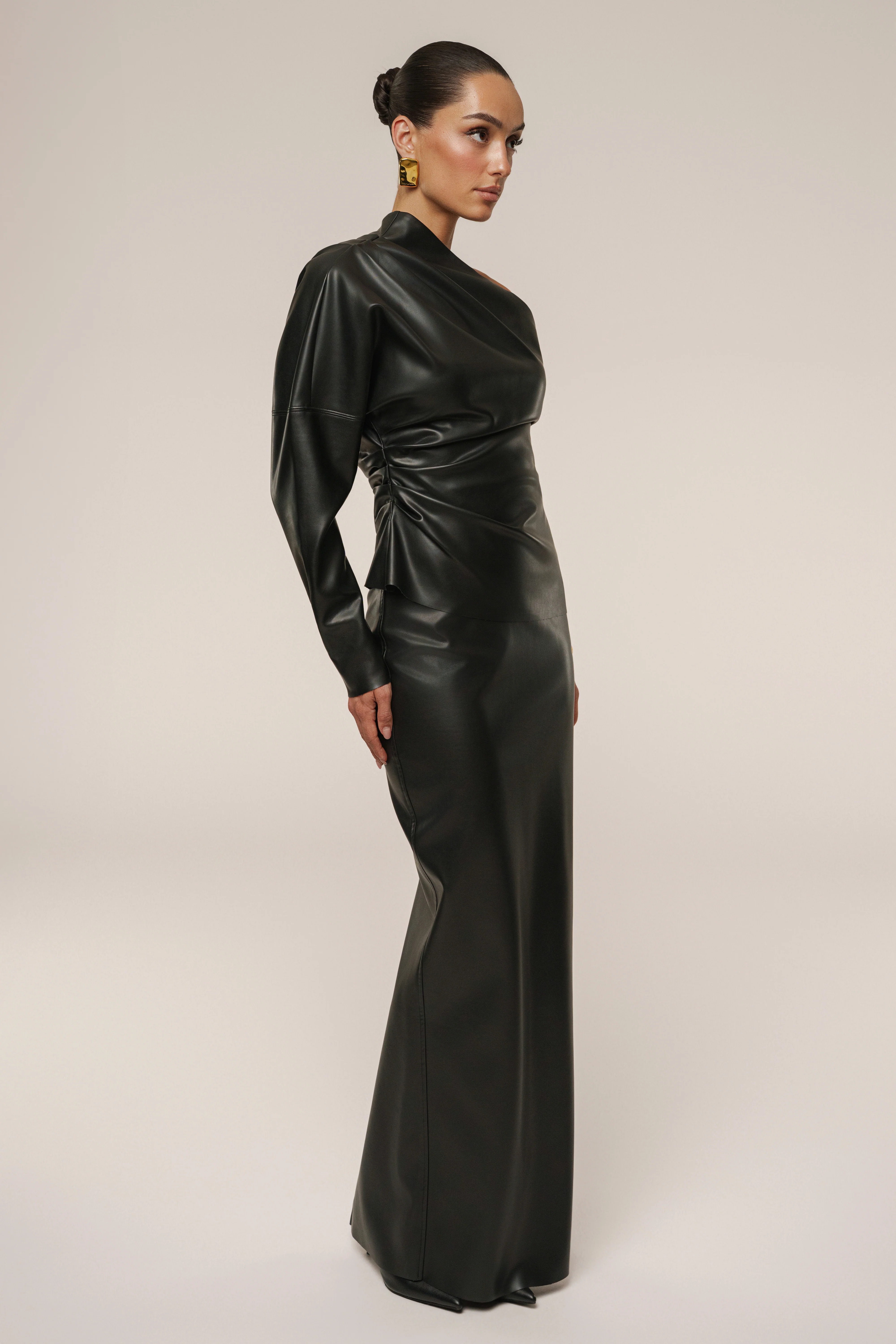 Black Demi One Shoulder Top
