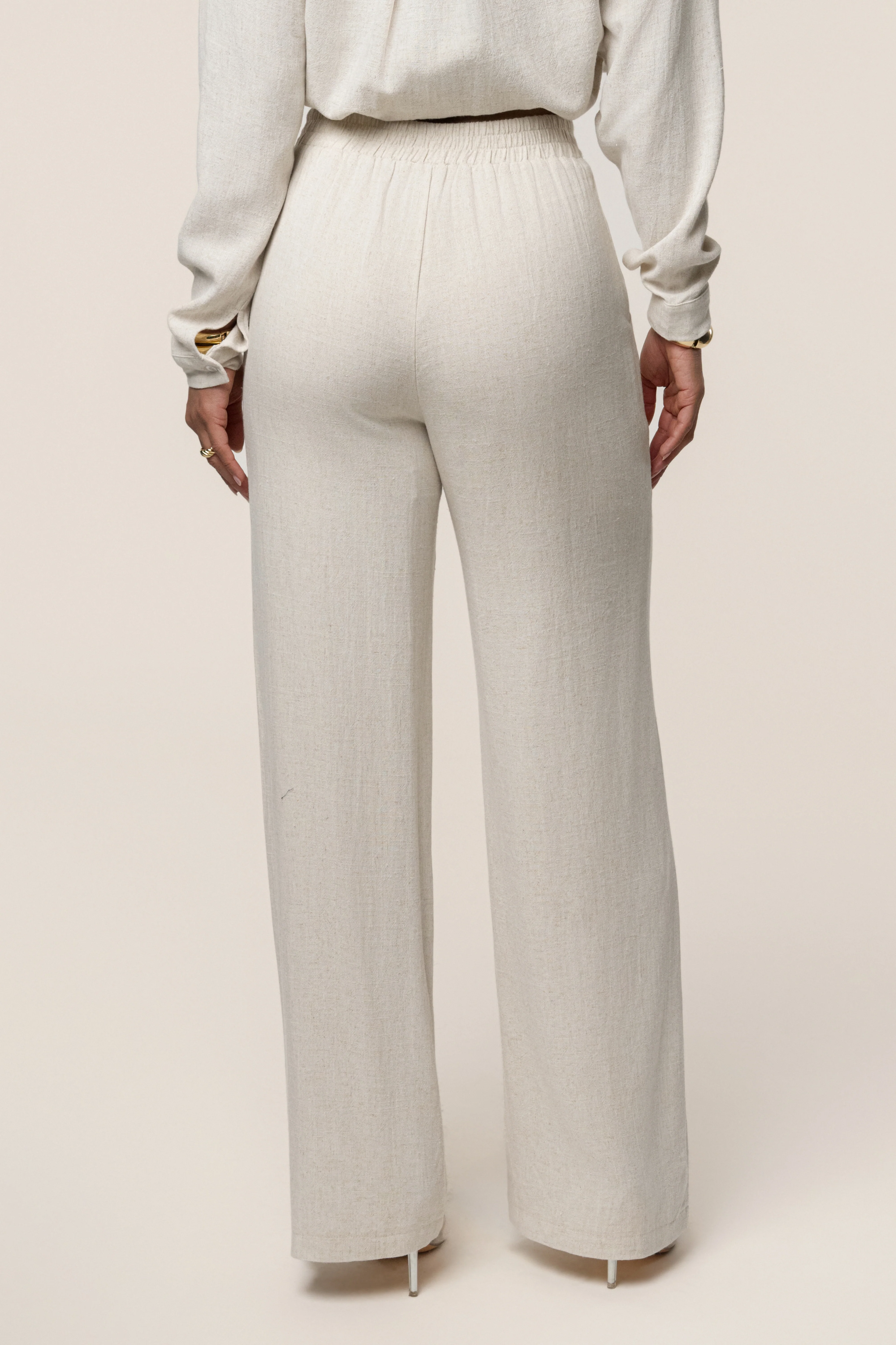 Beige Thea Linen Pants