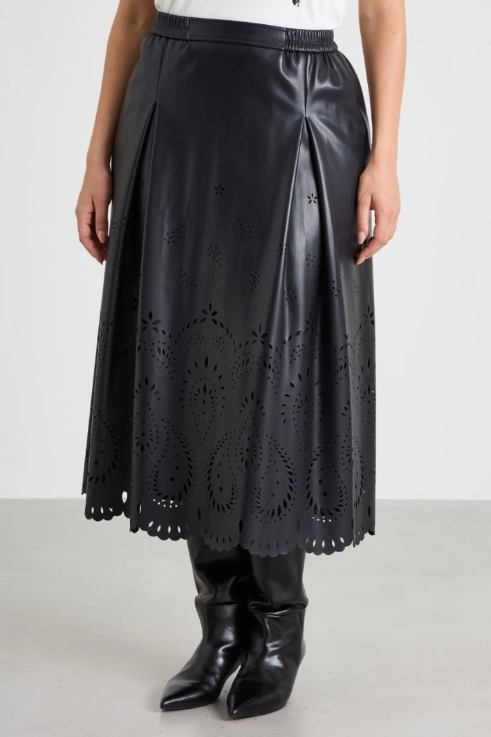 Faux leather skirt - BLACK