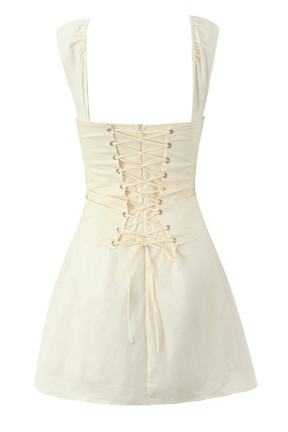 Beige Strap Lase-up Short Summer Skirt