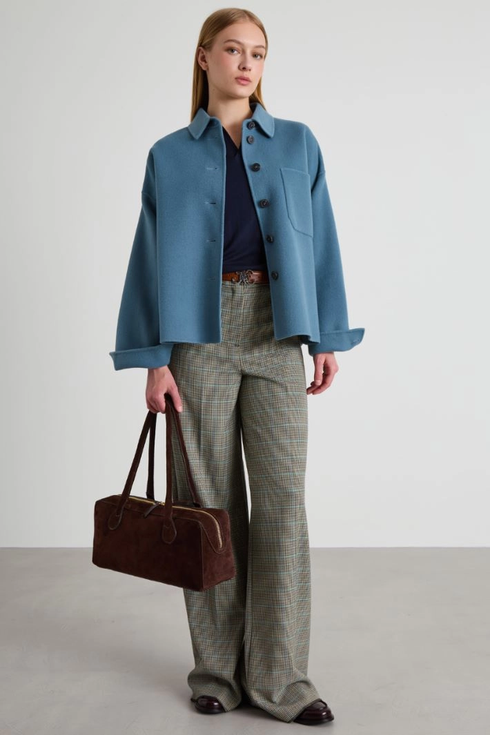 Single-breasted double wool pea coat - AIR FORCE BLUE