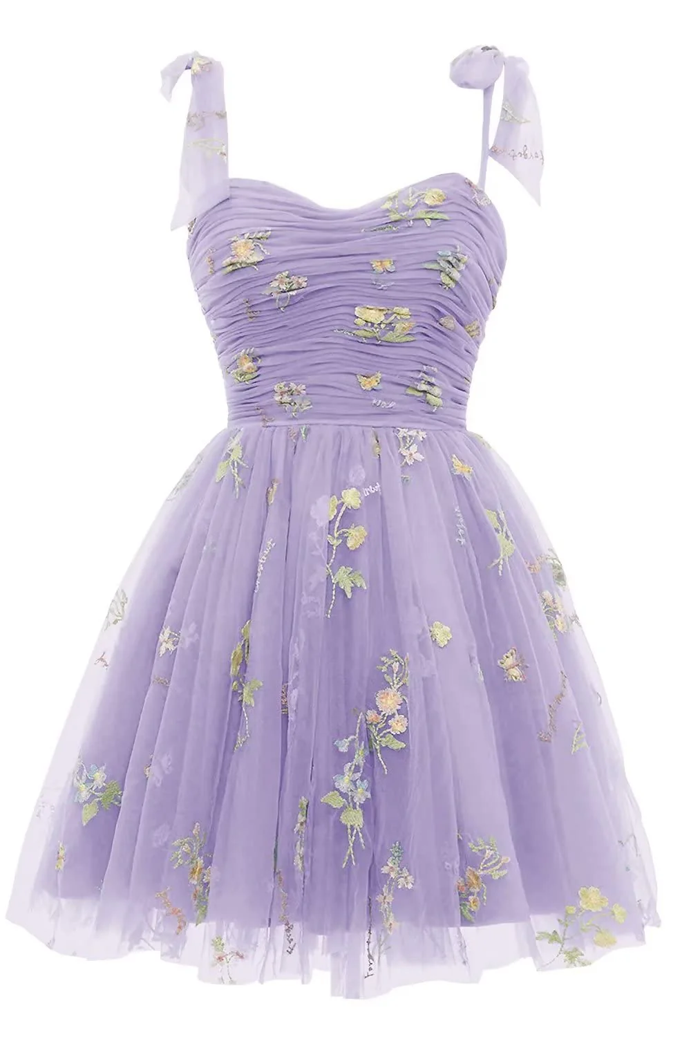 Blue A-line Floral Short Princess Dress