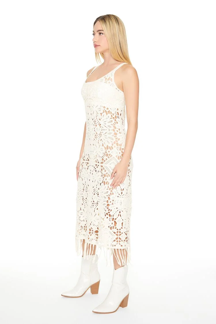 Crochet Fringe Midi Dress