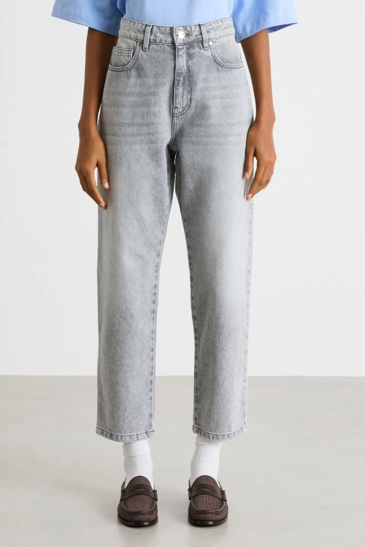 High-waisted jeans - GREY