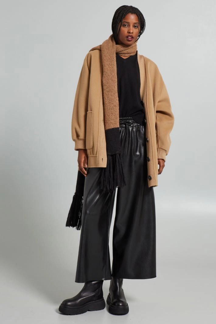 Cloth cardigan-style jacket - CAMEL