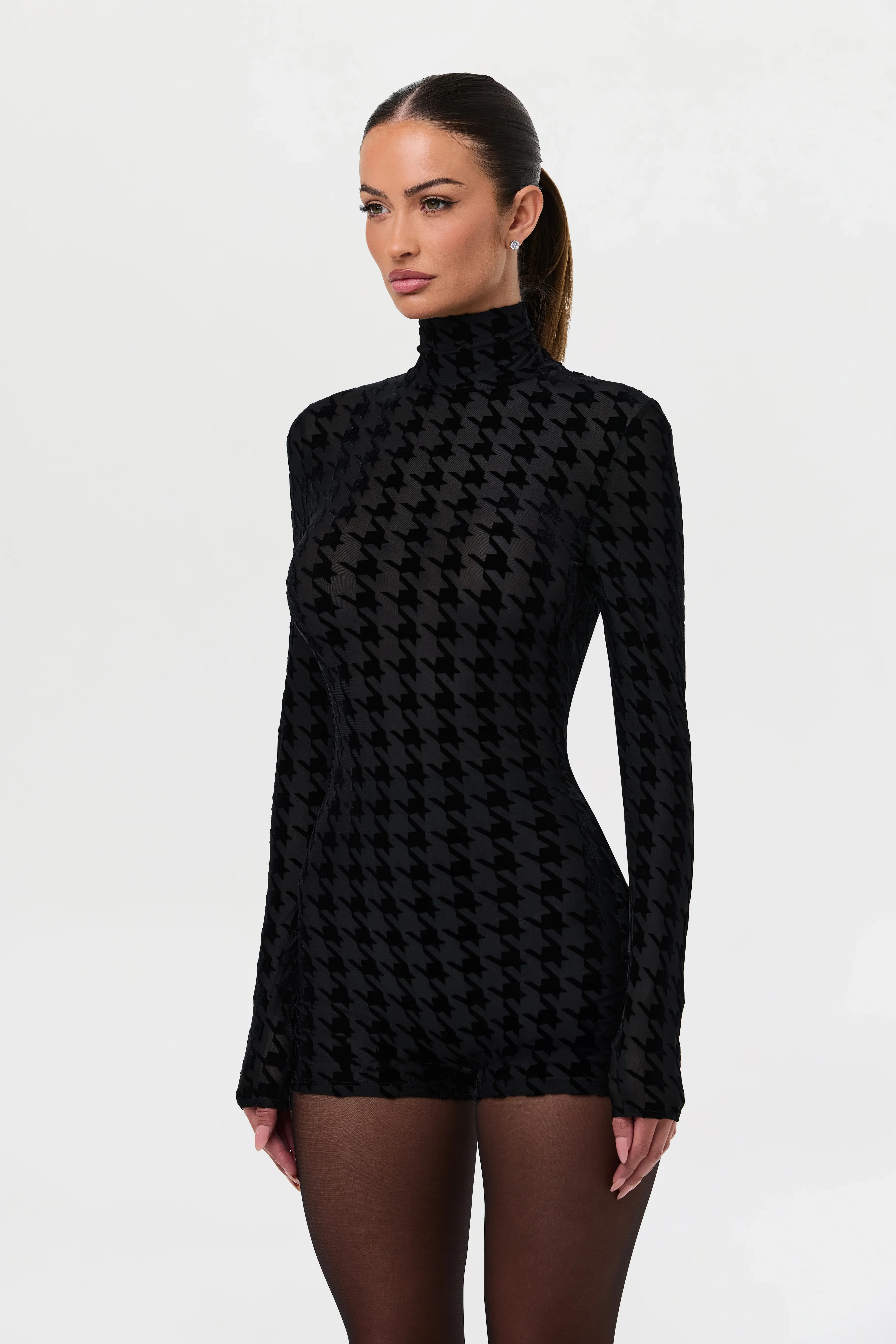 Burnout Print Turtleneck Romper