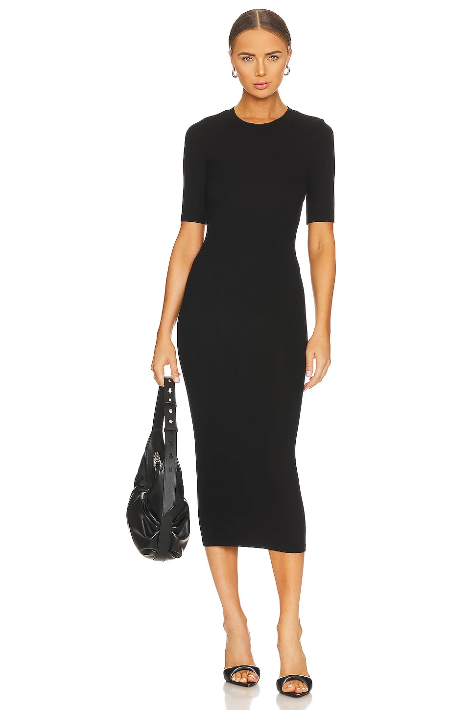 Half Sleeve Crew Midi Dress