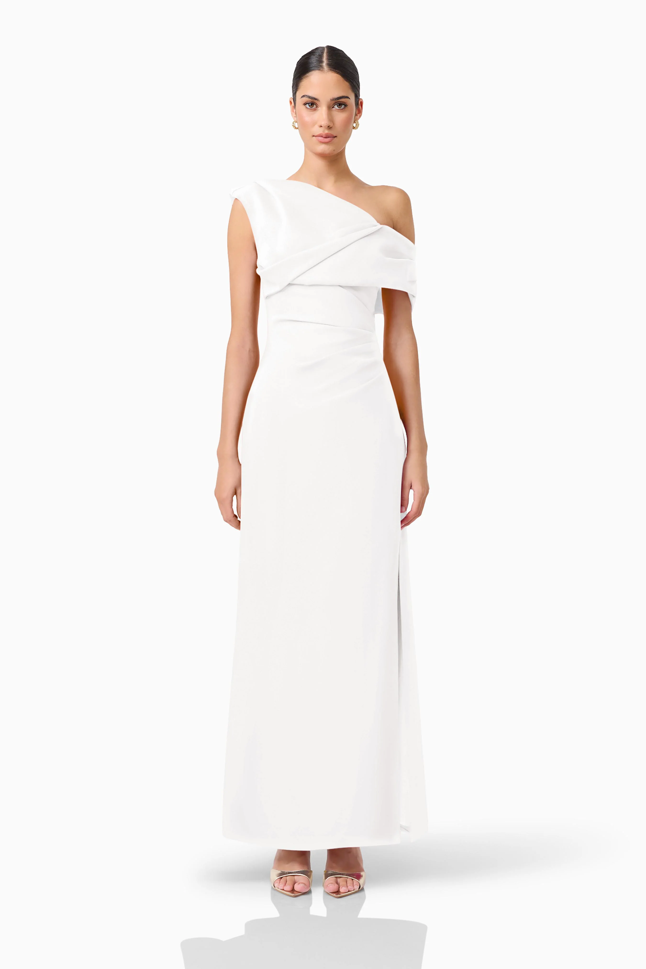 Verdessa Asymmetrical Gown in White