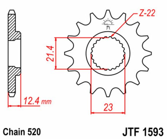 JT. standard steel 1593 - 520Ref: Jtc01792A / 1077292001