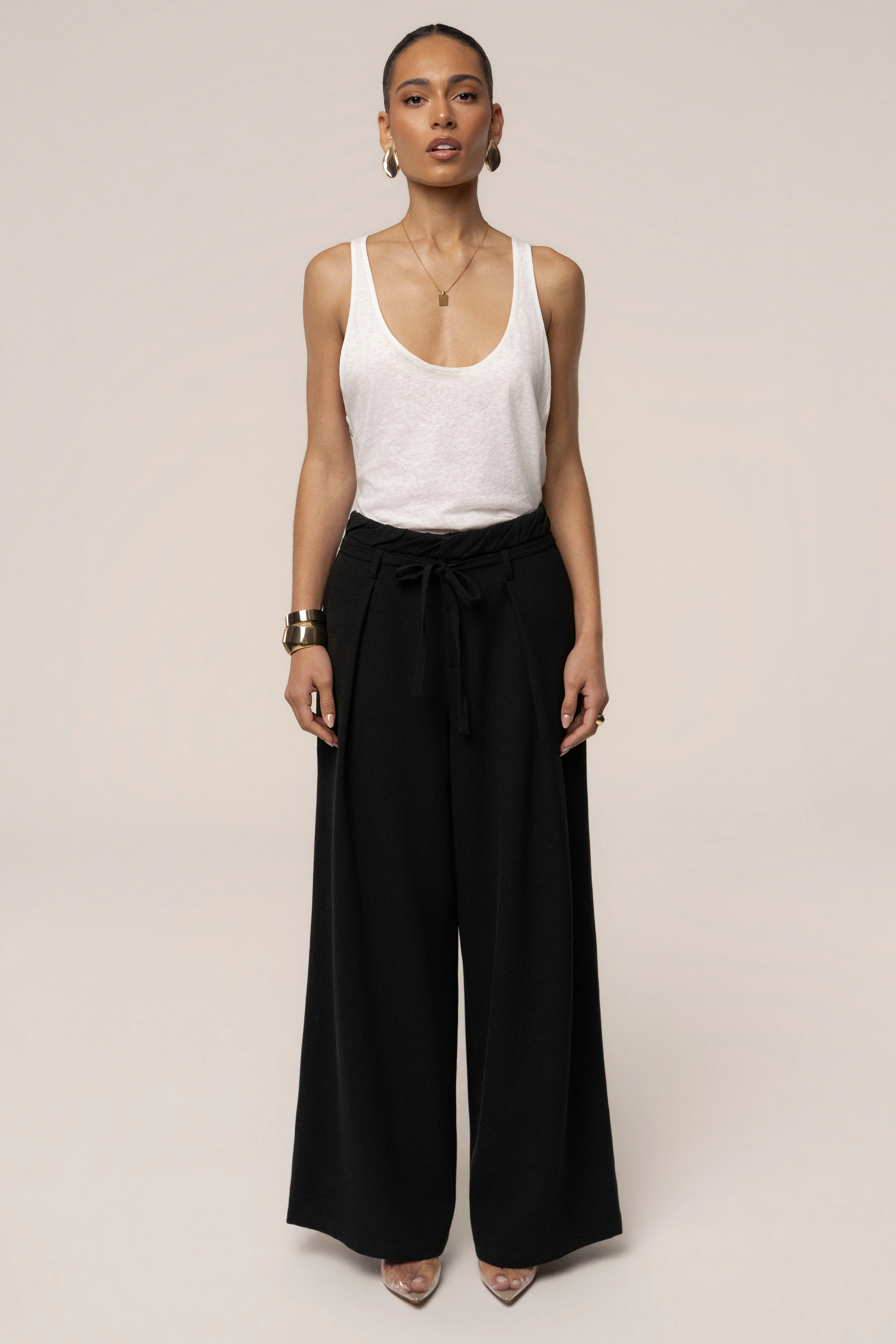 Black Refined Ease Wide Leg Pants
