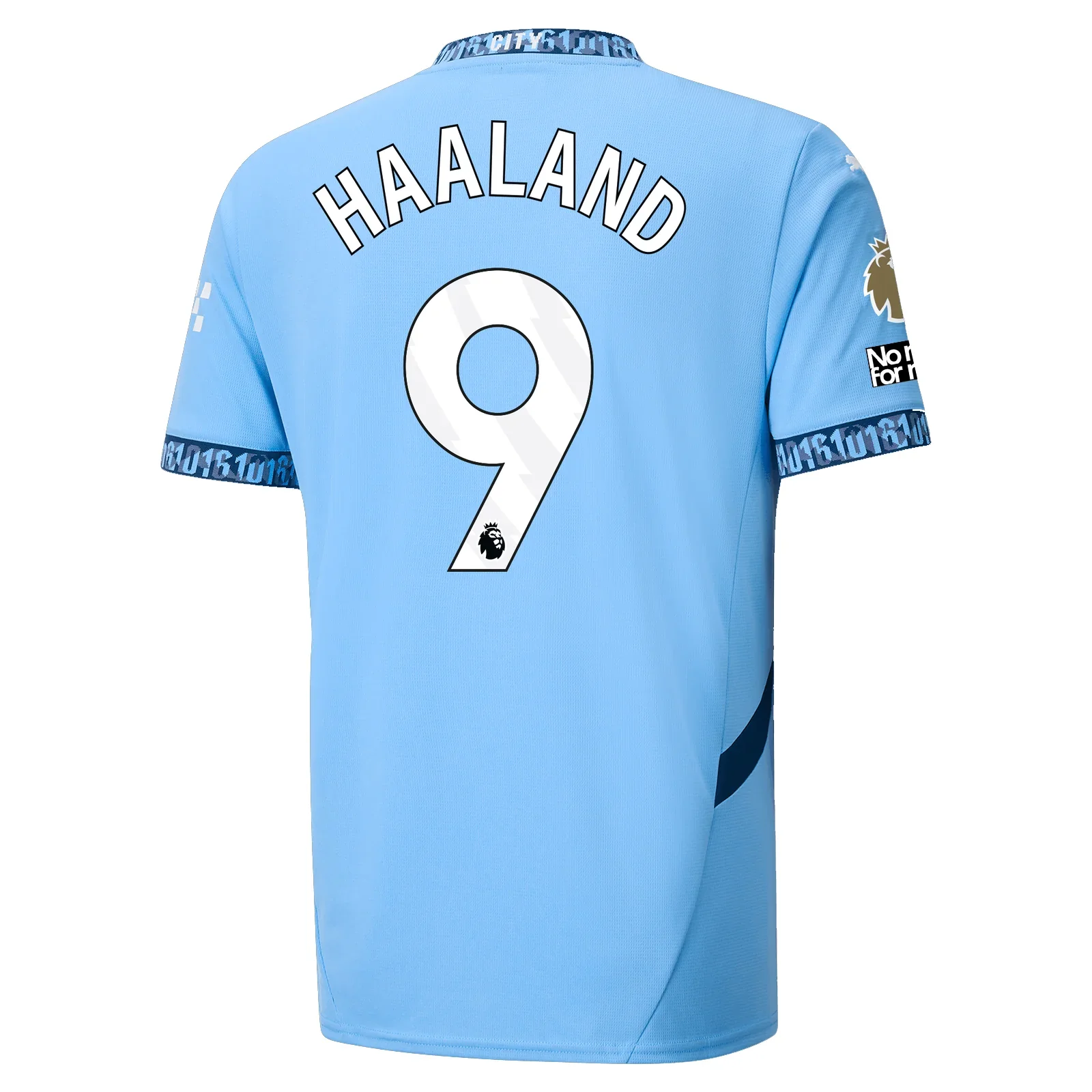 Manchester City Erling Haaland Authentic Home Jersey w/ EPL + No Room For Racism Patch 24/25 (Team Light Blue/Marine Blue)