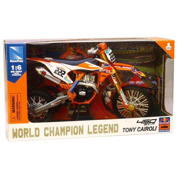 Miniature newray motorcycle ktm 450 sx-f red bull a. cairoli - 1/6° scale - orangeRef: NRY0049 / 49673
