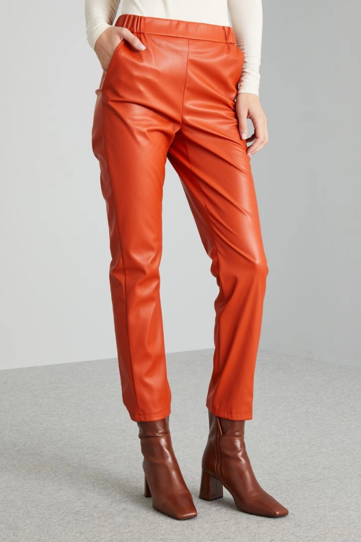 Coated jersey cigarette trousers - ORANGE