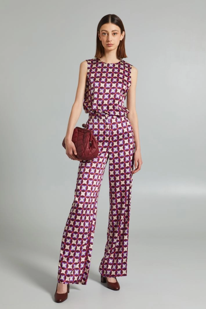 Twill palazzo trousers - VIOLET WHITE
