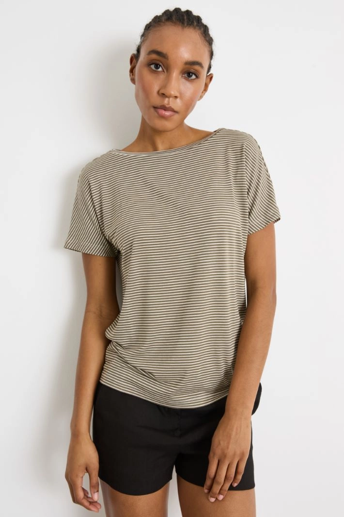 Fitted T-shirt - BEIGE BROWN