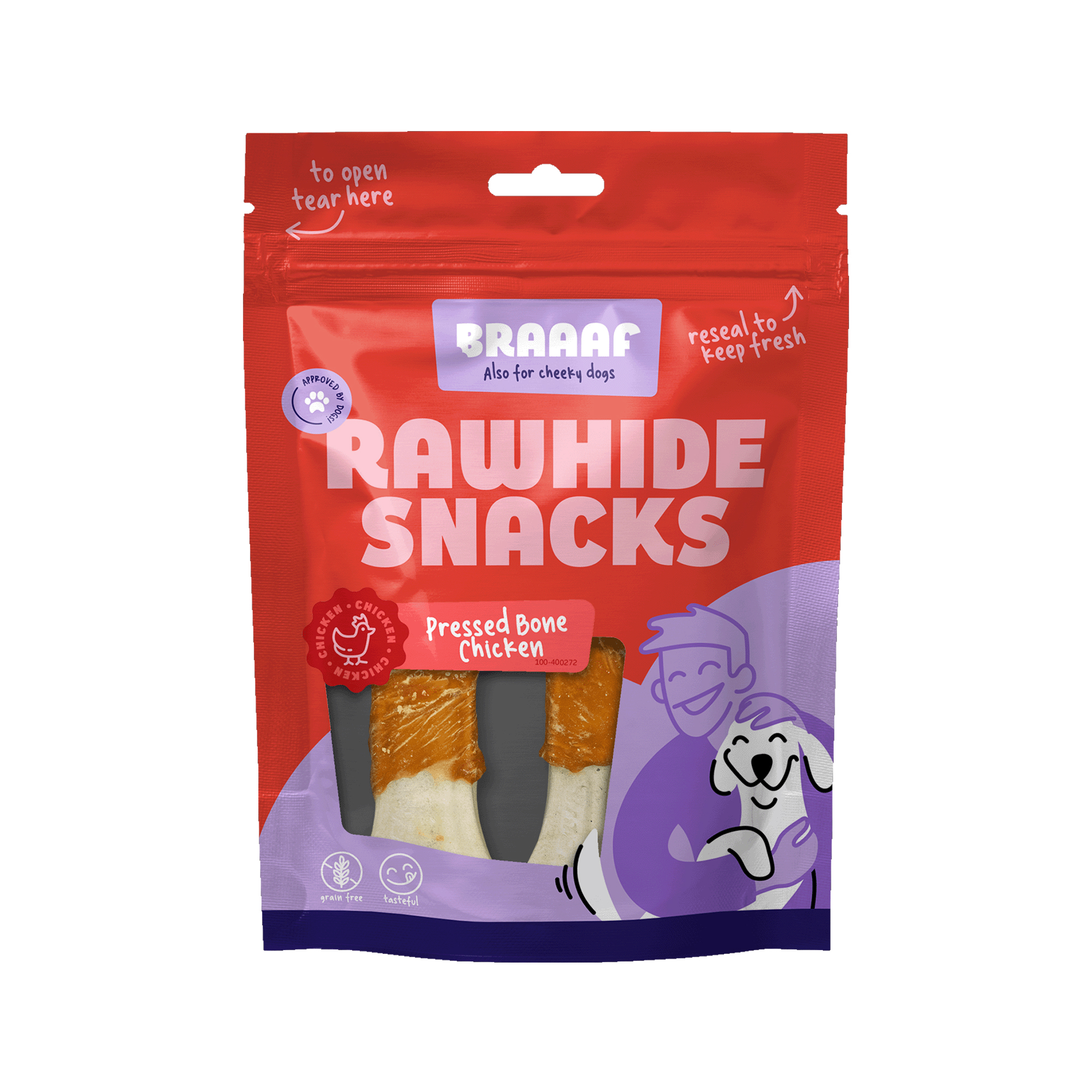 Braaaf Pressed Bone with Meat - Chicken - 2 x 12.5cm (130g)