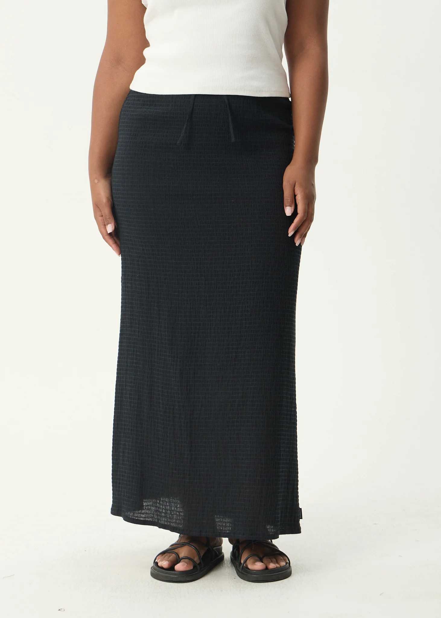 AFENDS Womens Frida - Seersucker Maxi Skirt - Black