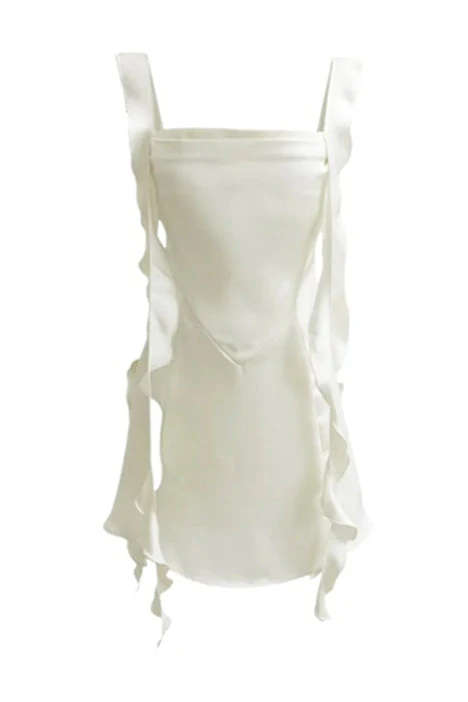 Green Ruffled Streamers Short Summer Dress