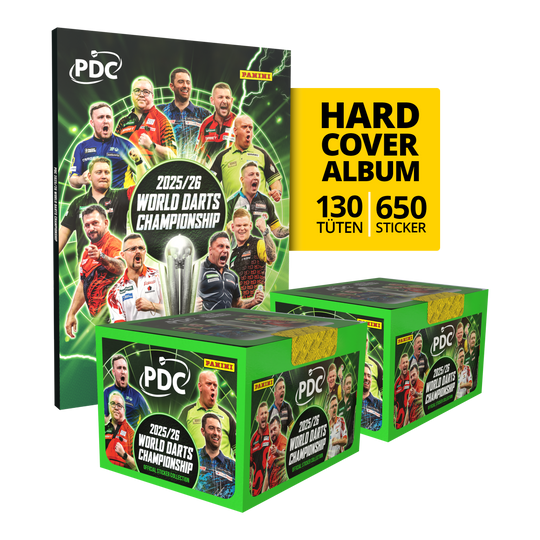 Panini PDC World Darts Championship 2025/26 - Hardcover Mega Bundle with two sticker boxes