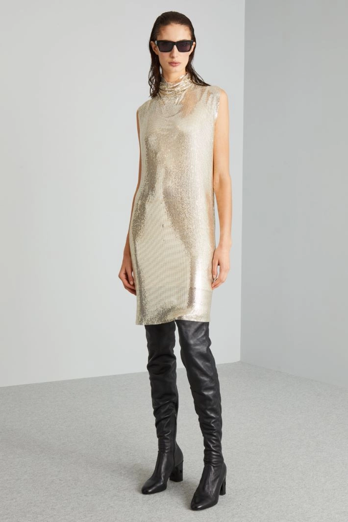 Metallic-knit dress - GOLD