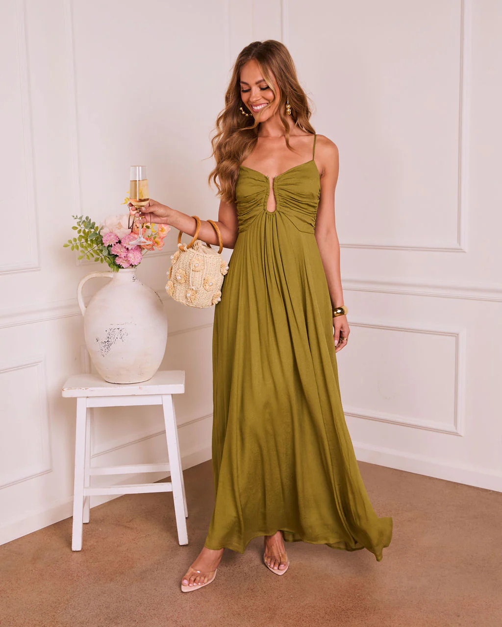 Emarah Cut Out Fit And Flare Midi Dress