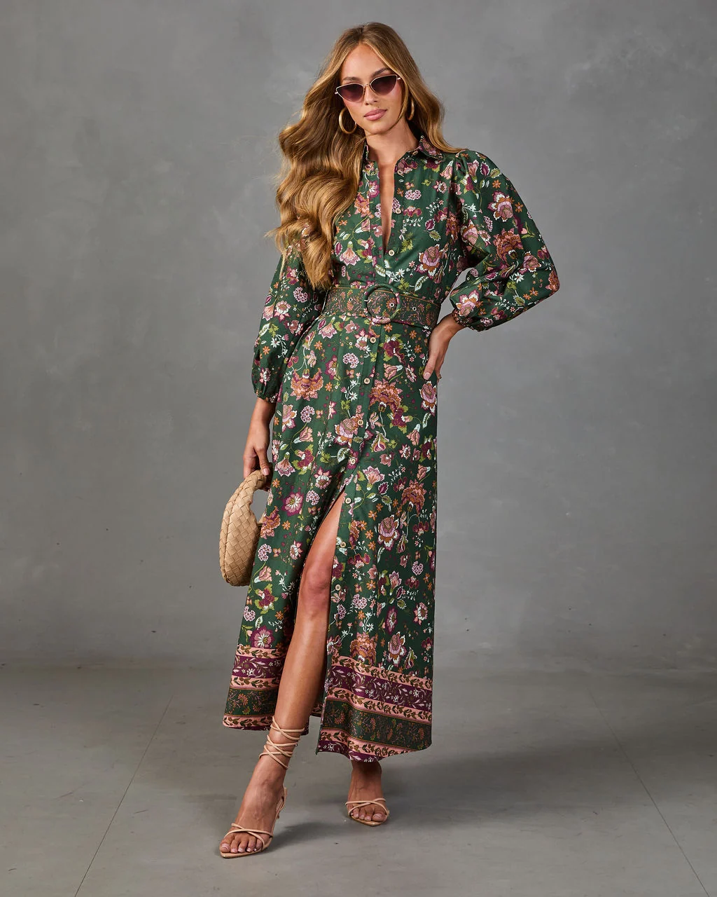 Quiet Meadow Belted Floral Maxi Dress