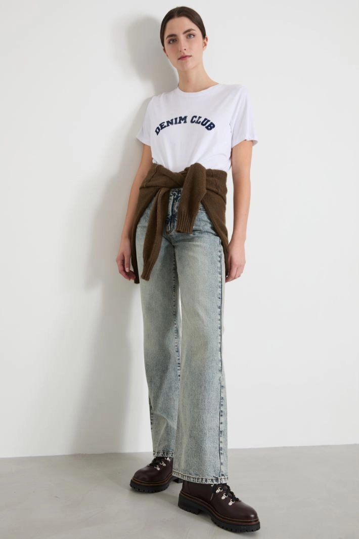 Patterned T-shirt - WHITE BLUE