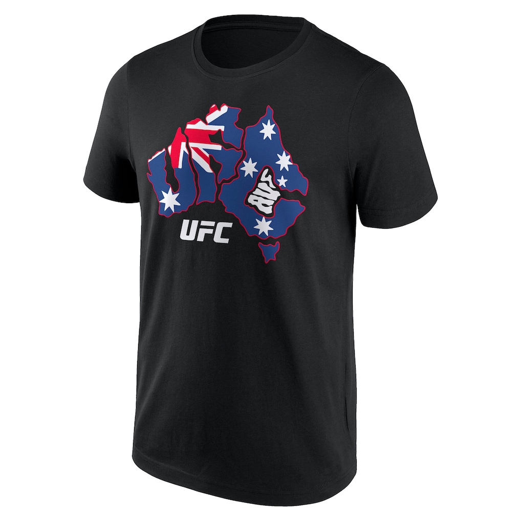 UFC 325 Fanatics Exclusive Australia Flag Map T-Shirt - Black - Mens