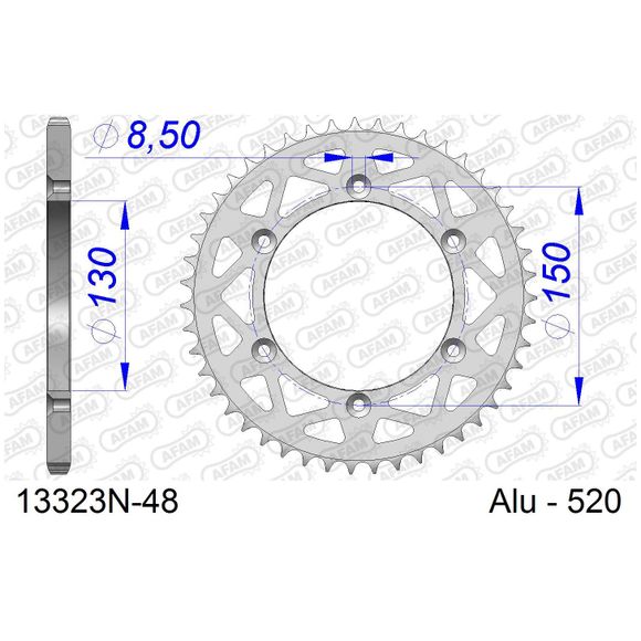 AFAM alu 520 crown 48 teeth - grayRef: AA0038 / 13323N-48