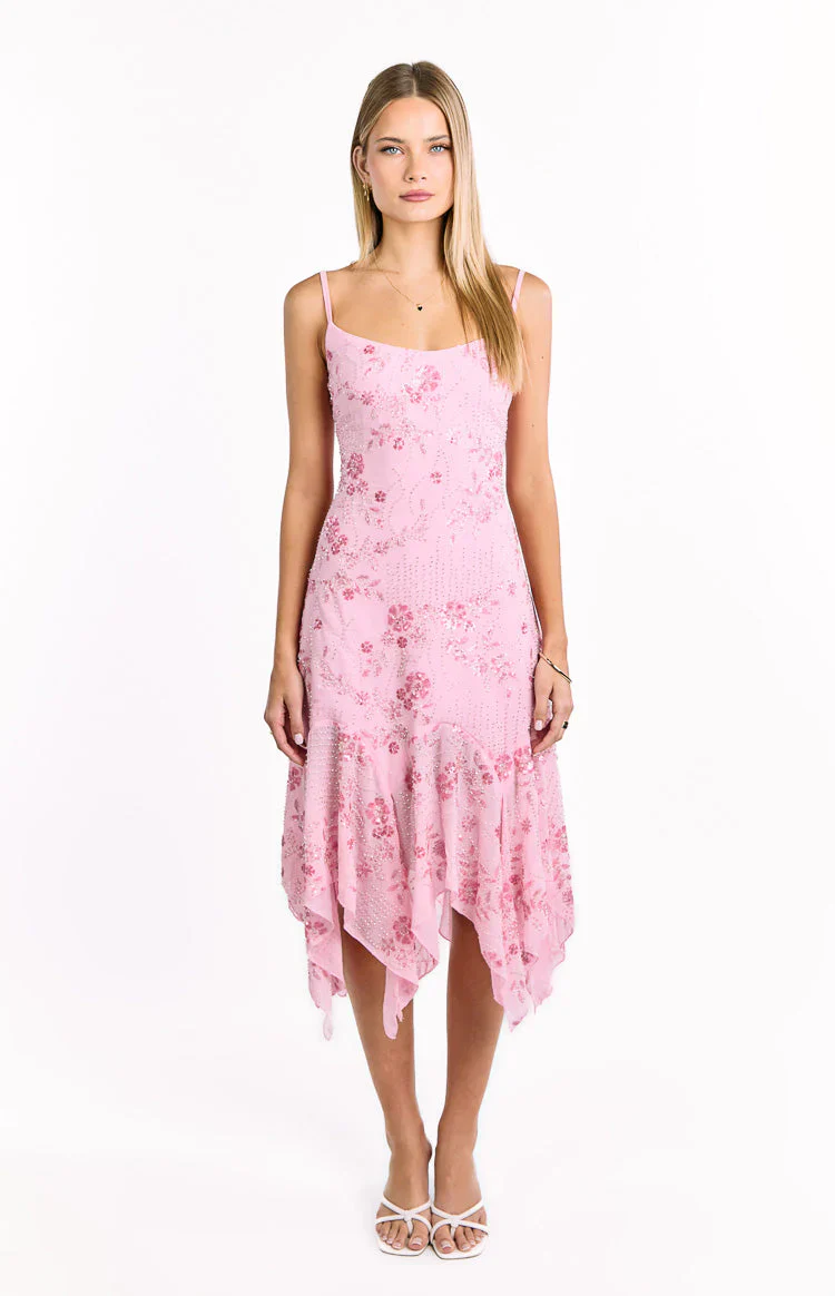 Another World Pink Sequin Midi Dress