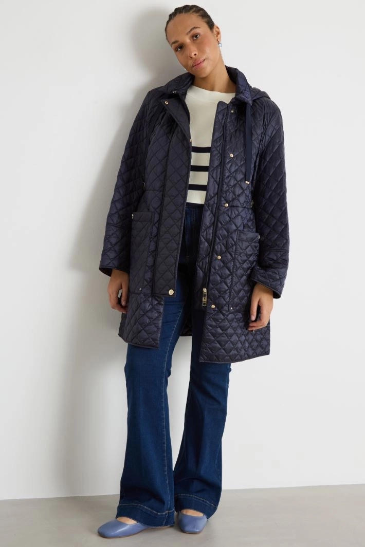 Longline quilted coat - BLUE
