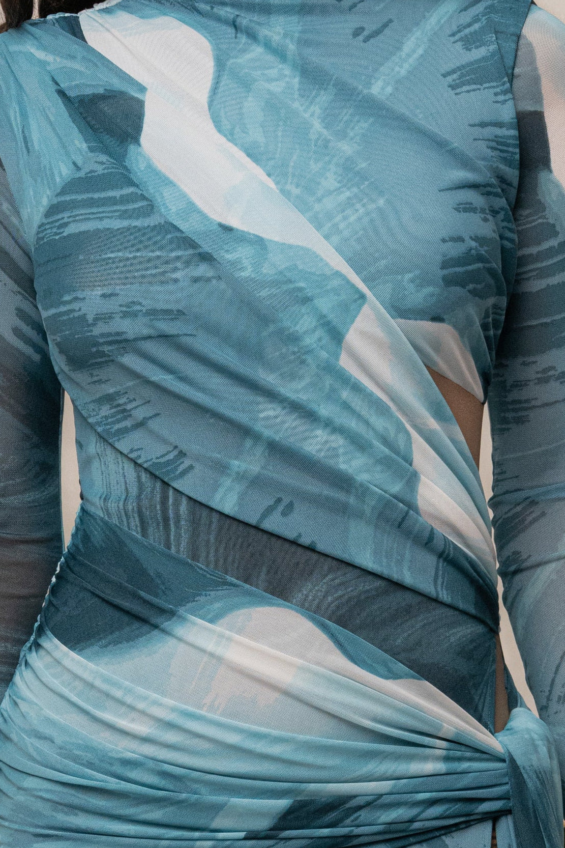 Sunset Blue Heatwave Mesh Maxi Dress