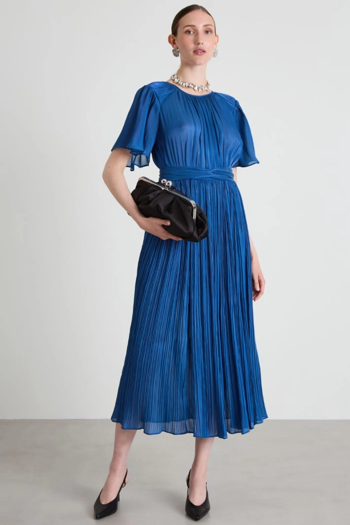 Laminated crepe dress - BLUE