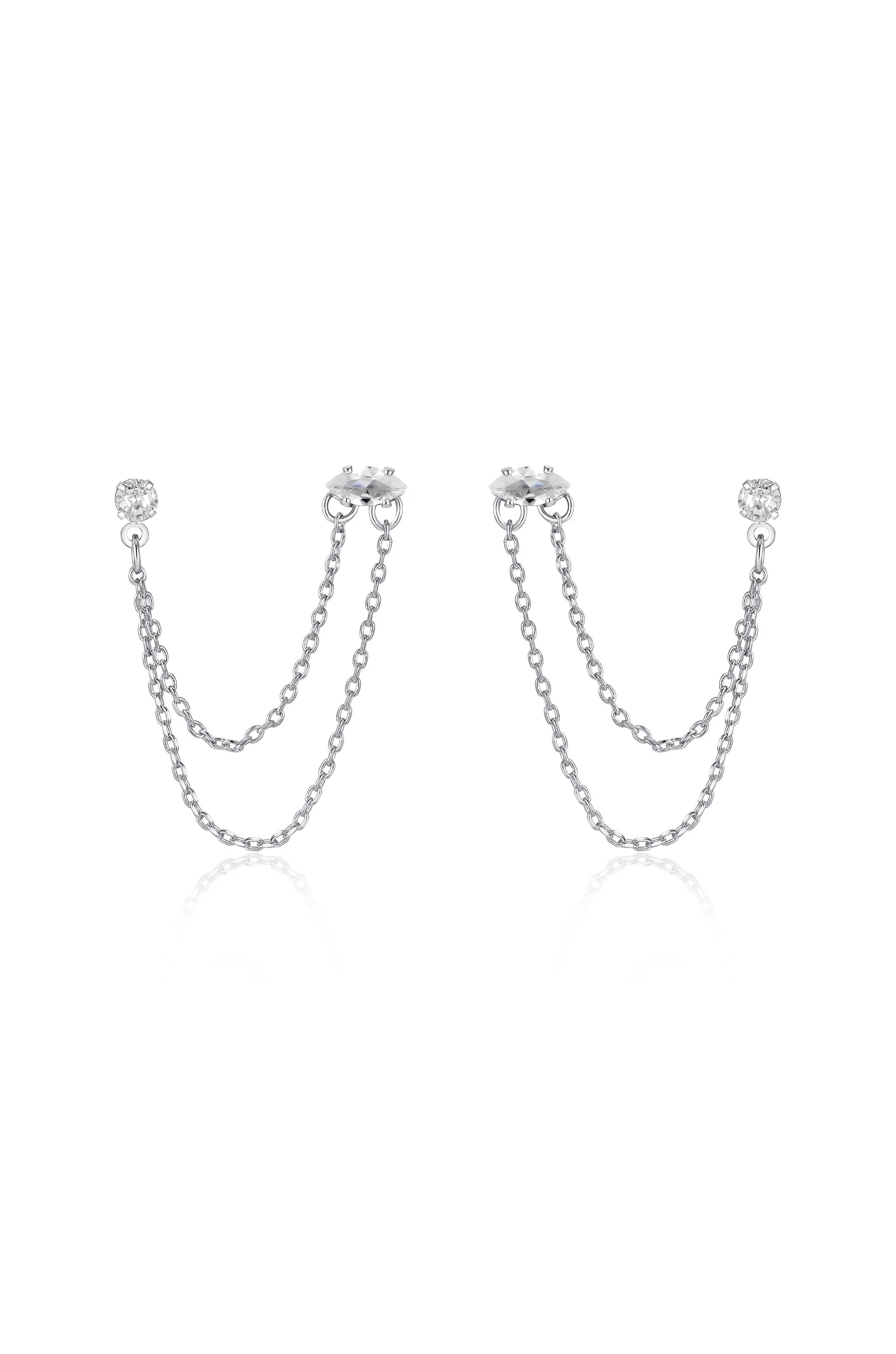 Double Piercing Chain Dangle Earrings