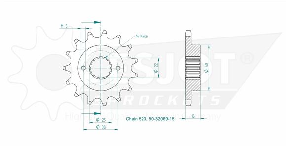Esjot 15 tooth gearbox output pinionRef: Esjo00023A / 12122392
