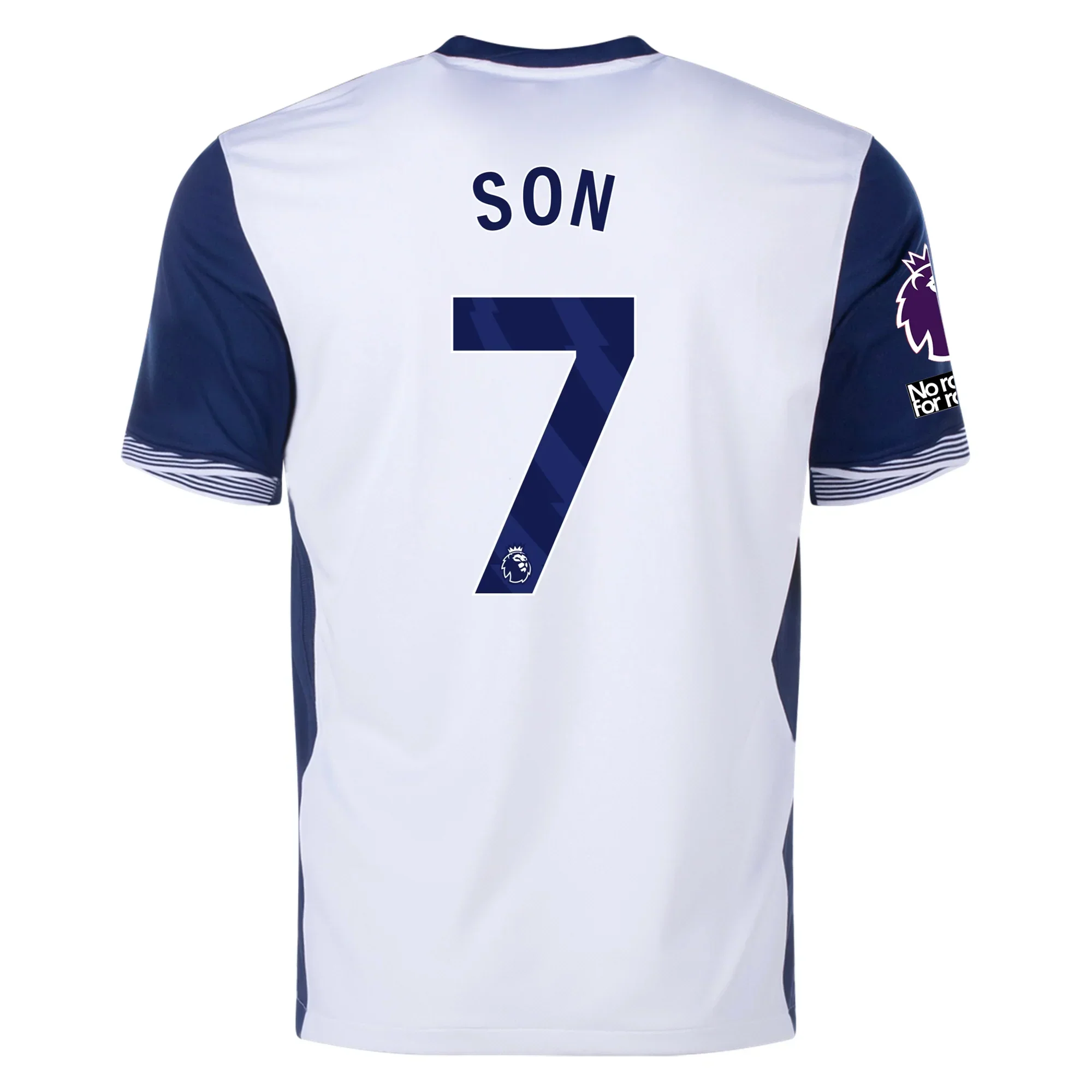 Tottenham Son Home Jersey w/ EPL + No Room For Racism Patches 24/25 (White/Binary Blue)